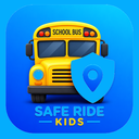 Safe Ride Kids app icon — school bus with safety shield